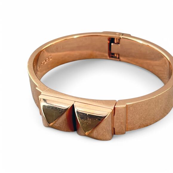 Michael Kors Pyramid Stud Bangle Bracelet Hinged Rose Gold Finish - Picture 3 of 10